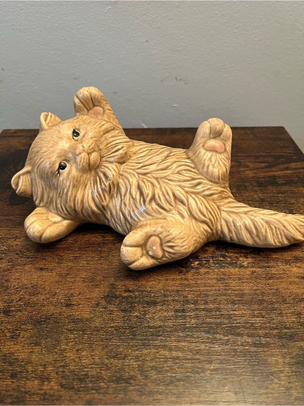 Vintage Cat Statue Figurine Kitty Cat Ceramic Cat Lovers Signed 80s Kitsch Decor
